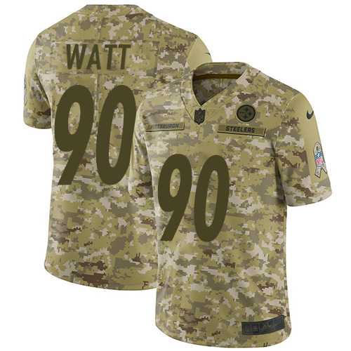 Nike Pittsburgh Steelers #90 T. J. Watt Camo Men's Stitched NFL Limited 2018 Salute To Service Jersey