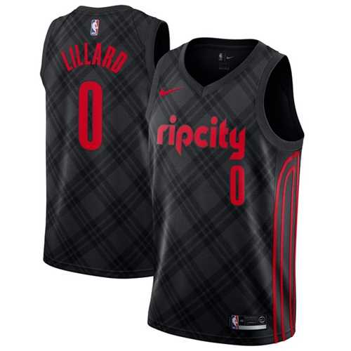 Nike Portland Trail Blazers #0 Damian Lillard Black NBA Swingman City Edition Jersey