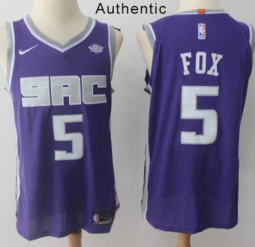 Nike Sacramento Kings #5 De'Aaron Fox Purple NBA Authentic Icon Edition Jersey