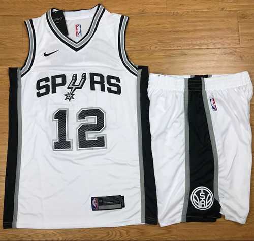 Nike San Antonio Spurs #12 LaMarcus Aldridge White A Set NBA Swingman Association Edition Jersey