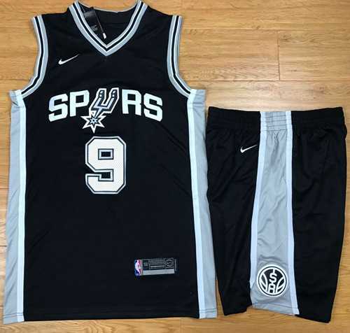 Nike San Antonio Spurs #9 Tony Parker Black A Set NBA Swingman Icon Edition Jersey