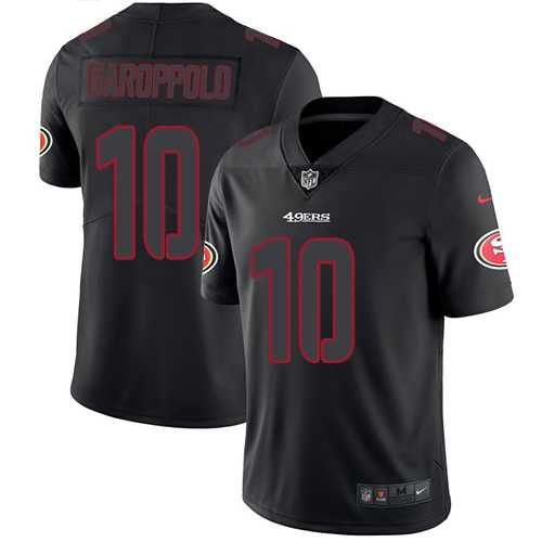 Nike San Francisco 49ers #10 Jimmy Garoppolo Black Men's Stitched NFL Limited Rush Impact Jersey