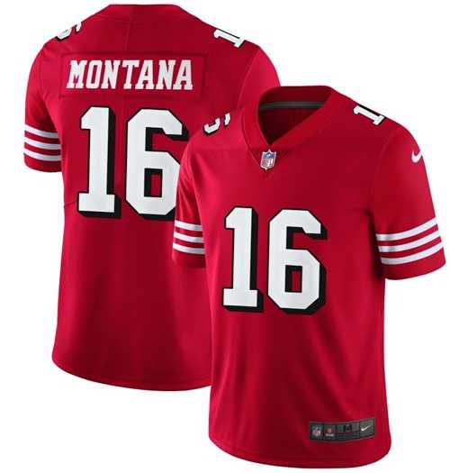 Nike San Francisco 49ers #16 Joe Montana Red Team Color Men's Stitched NFL Vapor Untouchable Limited II Jersey