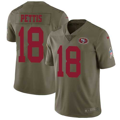 Nike San Francisco 49ers #18 Dante Pettis Olive Men's Stitched NFL Limited 2017 Salute To Service Jersey