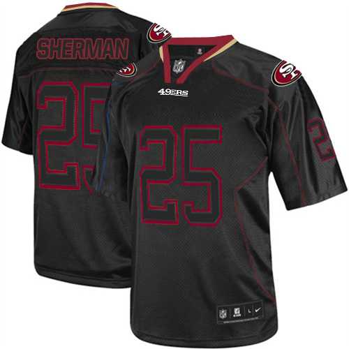 Nike San Francisco 49ers #25 Richard Sherman Lights Out Black Men's Stitched NFL Elite Jersey