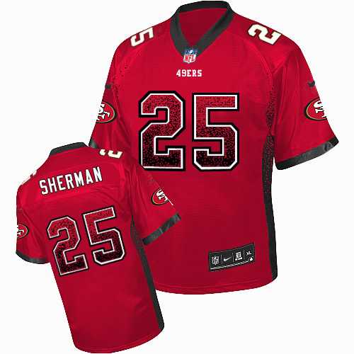 Nike San Francisco 49ers #25 Richard Sherman Red Team Color Men's Stitched NFL Elite Drift Fashion Jersey