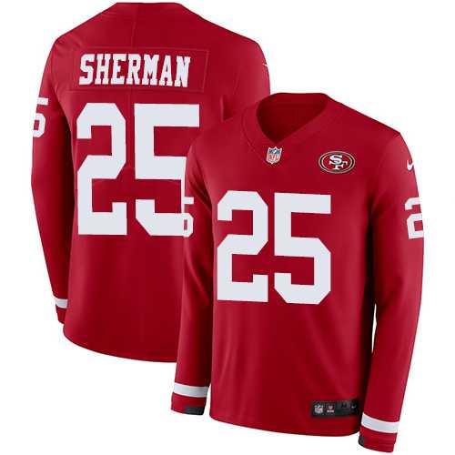 Nike San Francisco 49ers #25 Richard Sherman Red Team Color Men's Stitched NFL Limited Therma Long Sleeve Jersey