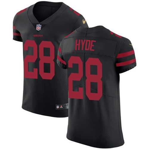 Nike San Francisco 49ers #28 Carlos Hyde Black Alternate Men's Stitched NFL Vapor Untouchable Elite Jersey