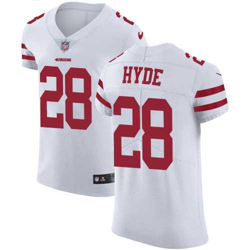 Nike San Francisco 49ers #28 Carlos Hyde White Men's Stitched NFL Vapor Untouchable Elite Jersey