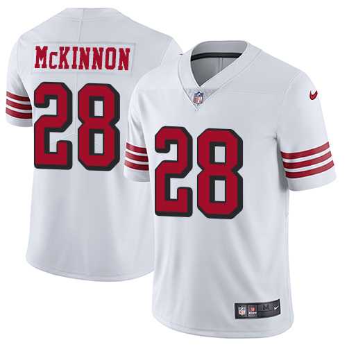 Nike San Francisco 49ers #28 Jerick McKinnon White Rush Men's Stitched NFL Vapor Untouchable Limited Jersey Nike San Francisco 49ers #28 Jerick McKinnon White Rush Men's Stitched NFL Vapor Untouchable Limited Jersey
