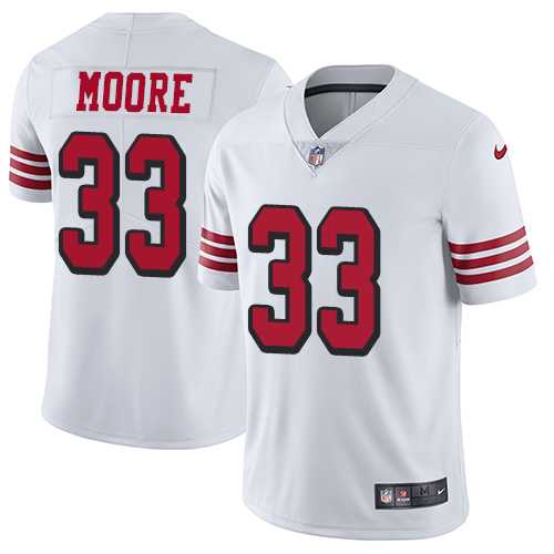 Nike San Francisco 49ers #33 Tarvarius Moore White Rush Men's Stitched NFL Vapor Untouchable Limited Jersey