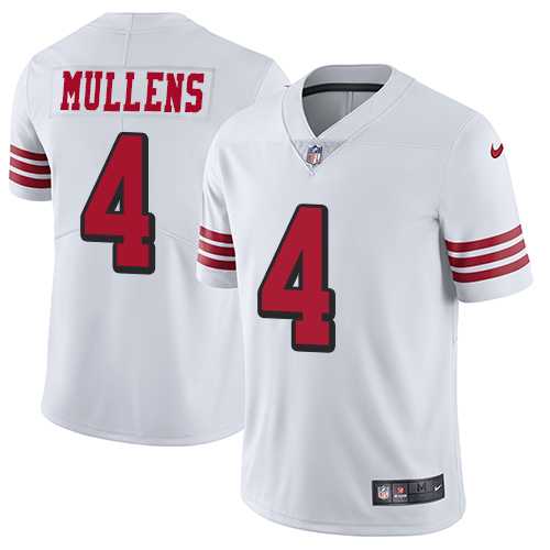 Nike San Francisco 49ers #4 Nick Mullens White Rush Men's Stitched NFL Vapor Untouchable Limited Jersey
