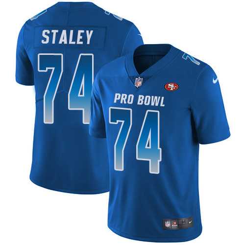 Nike San Francisco 49ers #74 Joe Staley Royal Men's Stitched NFL Limited NFC 2018 Pro Bowl Jersey