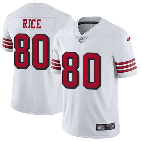 Nike San Francisco 49ers #80 Jerry Rice White Rush Men's Stitched NFL Vapor Untouchable Limited Jersey