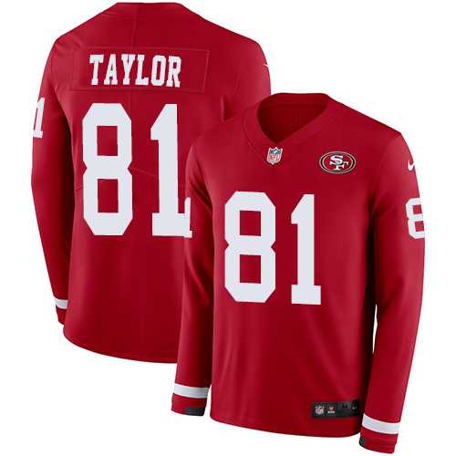 Nike San Francisco 49ers #81 Trent Taylor Red Team Color Men's Stitched NFL Limited Therma Long Sleeve Jersey
