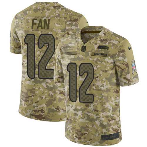 Nike Seattle Seahawks #12 Fan Camo Men's Stitched NFL Limited 2018 Salute To Service Jersey