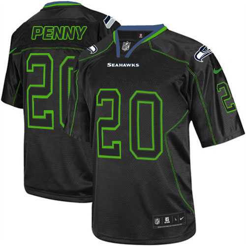 Nike Seattle Seahawks #20 Rashaad Penny Lights Out Black Men's Stitched NFL Elite Jersey