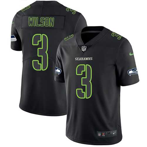 Nike Seattle Seahawks #3 Russell Wilson Black Men's Stitched NFL Limited Rush Impact Jersey