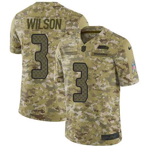 Nike Seattle Seahawks #3 Russell Wilson Camo Men's Stitched NFL Limited 2018 Salute To Service Jersey