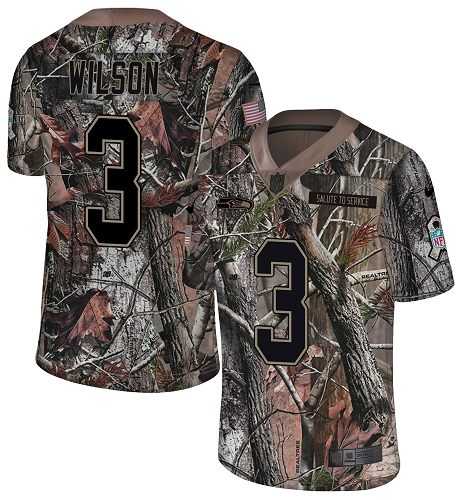 Nike Seattle Seahawks #3 Russell Wilson Camo Men's Stitched NFL Limited Rush Realtree Jersey