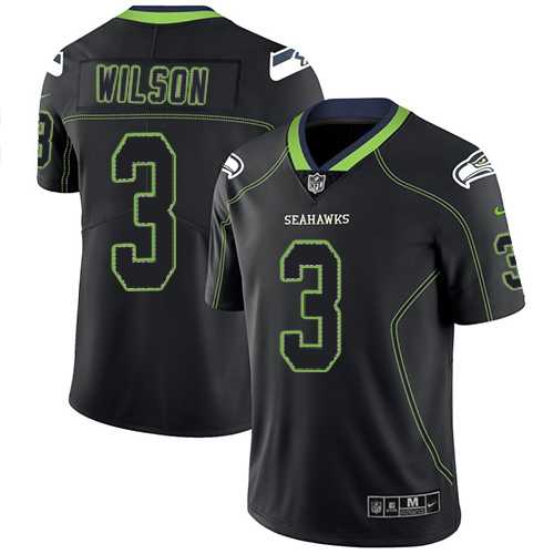 Nike Seattle Seahawks #3 Russell Wilson Lights Out Black Men's Stitched NFL Limited Rush Jersey