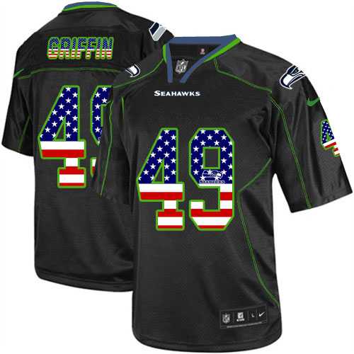 Nike Seattle Seahawks #49 Shaquem Griffin Black Men's Stitched NFL Elite USA Flag Fashion Jersey