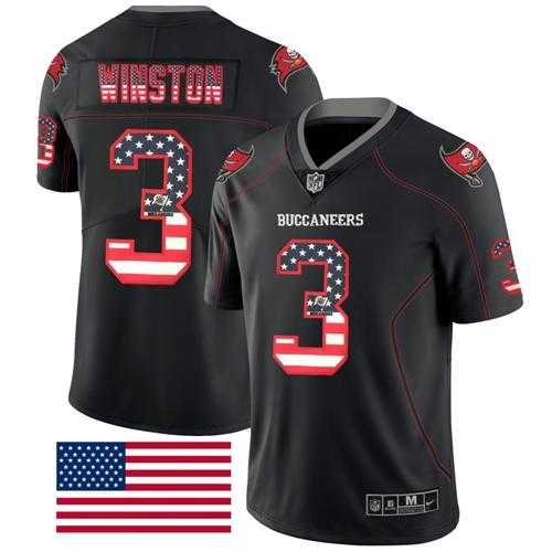 Nike Tampa Bay Buccaneers #3 Jameis Winston Black Men's Stitched NFL Limited Rush USA Flag Jersey