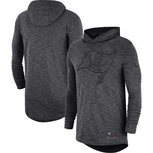 Nike Tampa Bay Buccaneers Heathered Charcoal Fan Gear Tonal Slub Hooded Long Sleeve T-Shirt