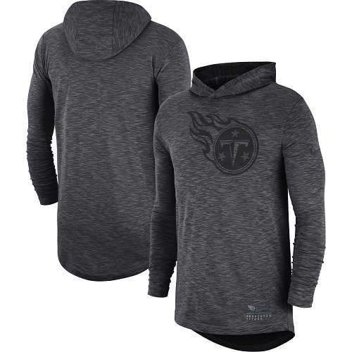 Nike Tennessee Titans Heathered Charcoal Fan Gear Tonal Slub Hooded Long Sleeve T-Shirt