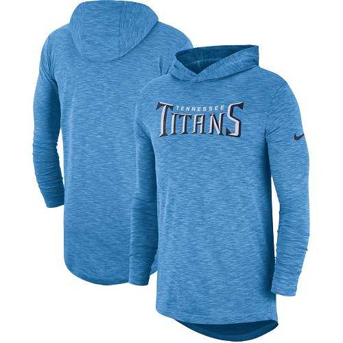Nike Tennessee Titans Light Blue Sideline Slub Performance Hooded Long Sleeve T-shirt