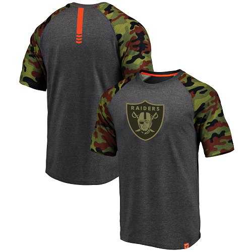 Oakland Raiders Pro Line by Fanatics Branded College Heathered Gray Camo T-Shirt