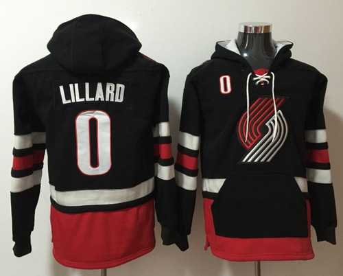 Portland Trail Blazers #0 Damian Lillard Black Name & Number Pullover NBA Hoodie