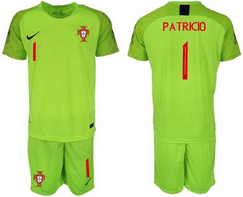 Portugal #1 Patricio Shiny Green Goalkeeper Soccer Country Jersey