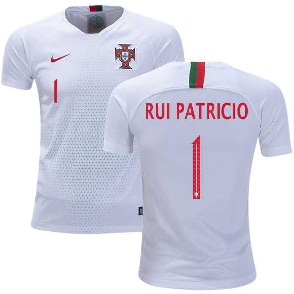 Portugal #1 Rui Patricio Away Kid Soccer Country Jersey