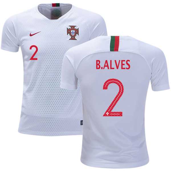 Portugal #2 B.Alves Away Kid Soccer Country Jersey