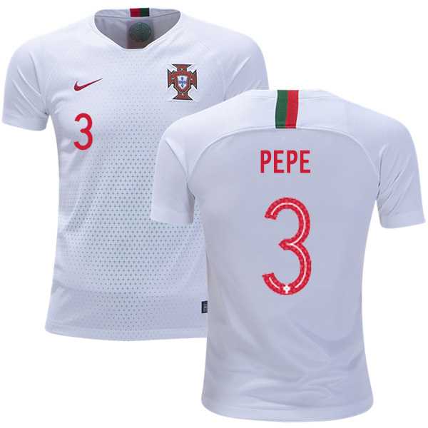 Portugal #3 Pepe Away Kid Soccer Country Jersey