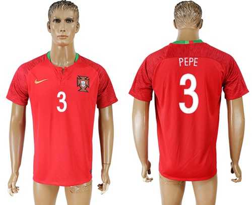 Portugal #3 Pepe Home Soccer Country Jersey