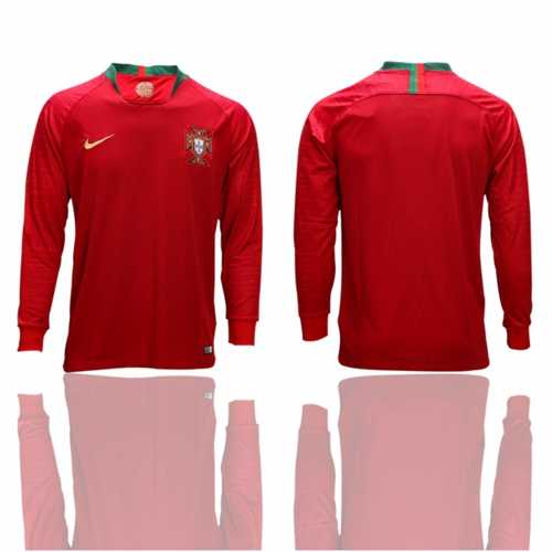 Portugal Blank Home Long Sleeves Soccer Country Jersey