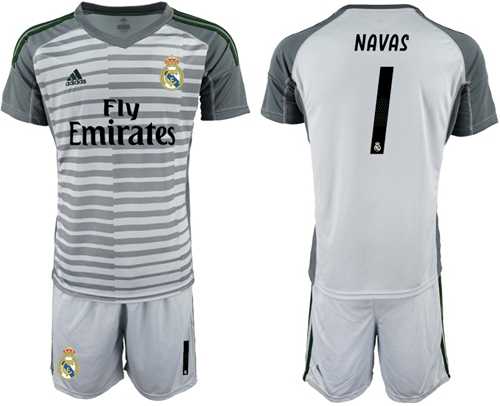 Real Madrid #1 Navas Grey Goalkeeper Soccer Club Jersey