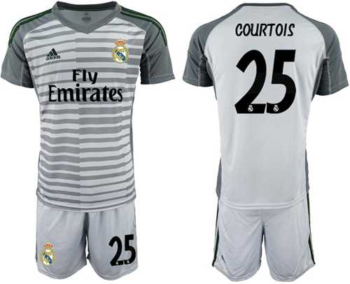 Real Madrid #25 Courtois Grey Goalkeeper Soccer Club Jersey