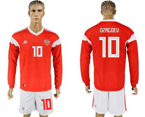 Russia #10 Dzagoev Red Home Long Sleeves Soccer Country Jersey