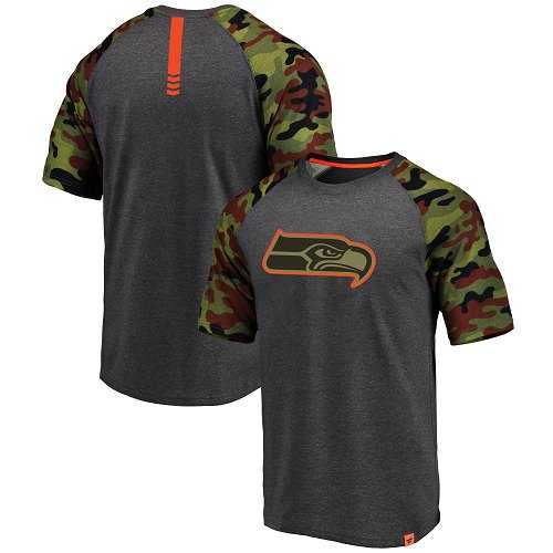 Seattle Seahawks Pro Line by Fanatics Branded College Heathered Gray Camo T-Shirt