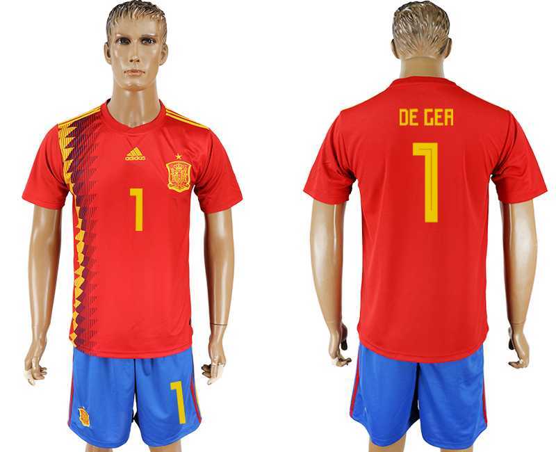 Spain #1 DE GEA Home 2018 FIFA World Cup Soccer Jersey