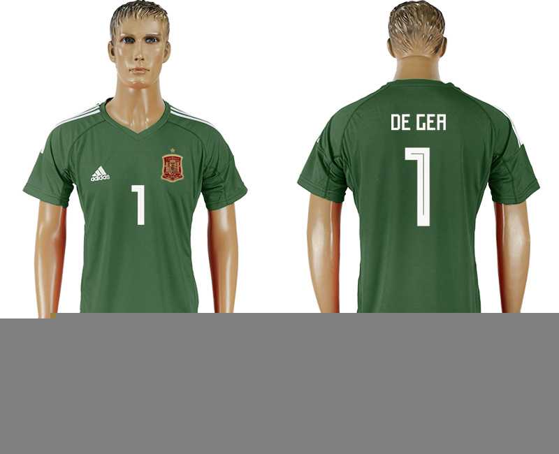 Spain #1 DE GEA Military Green Goalkeeper 2018 FIFA World Cup Soccer Jersey