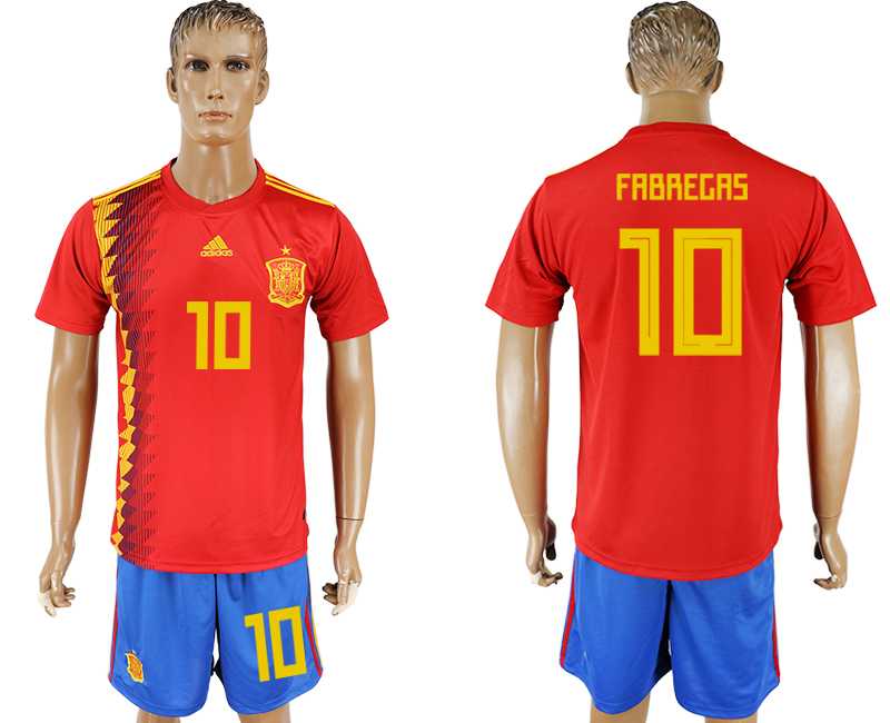 Spain #10 FABREGAS Home 2018 FIFA World Cup Soccer Jersey