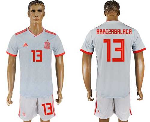 Spain #13 Arrizabalaga Away Soccer Country Jersey