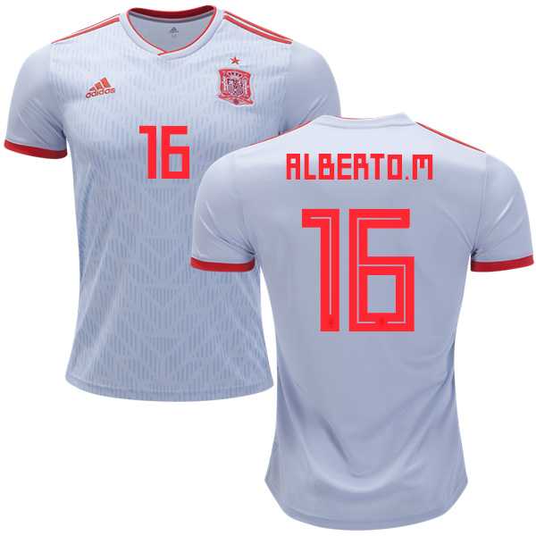 Spain #16 Alberto M. Away Soccer Country Jersey