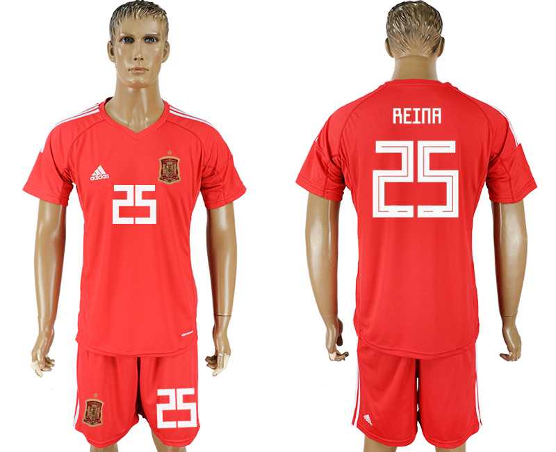 Spain #25 REINA Red Goalkeeper 2018 FIFA World Cup Soccer Jersey