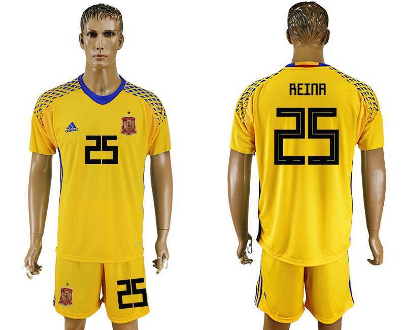 Spain #25 REINA Yellow Goalkeeper 2018 FIFA World Cup Soccer Jersey