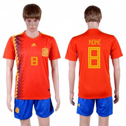 Spain #8 Koke Home Soccer Country Jersey